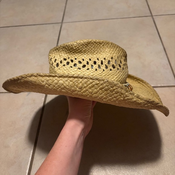 The Desperado Collection by Leon Leather Co. Beaded Cowboy Cowgirl Straw Hat - Picture 3 of 9